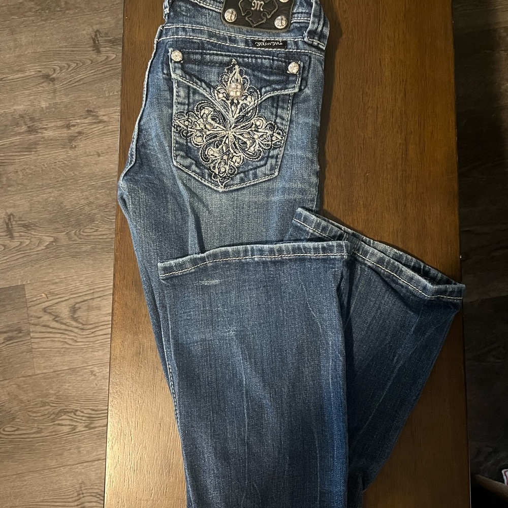 Miss Me Blue Embroidered Pocket Kids Jeans